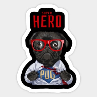 Super Hero Pug Funny Cute Pug Dog Lover Gift Sticker